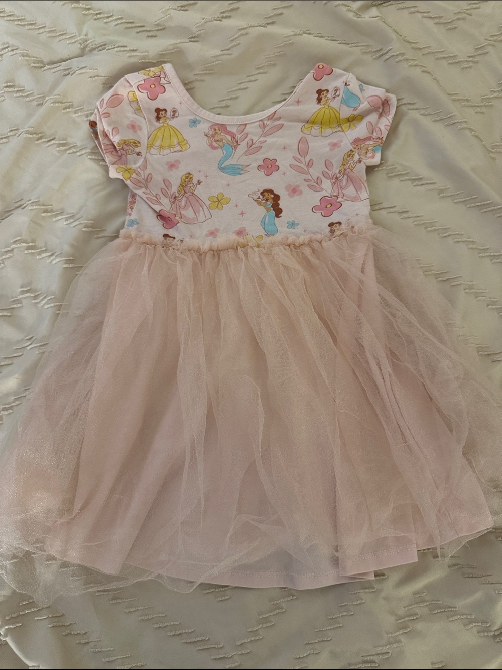 Disney Pink Princess Tulle Dress with Character Print